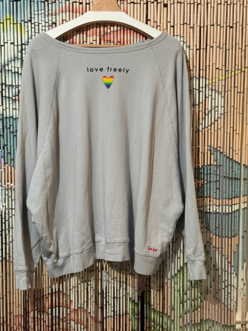 Peace Love World Pride Love Freely French Terry Sweatshirt, Hamptons Grey, 1X